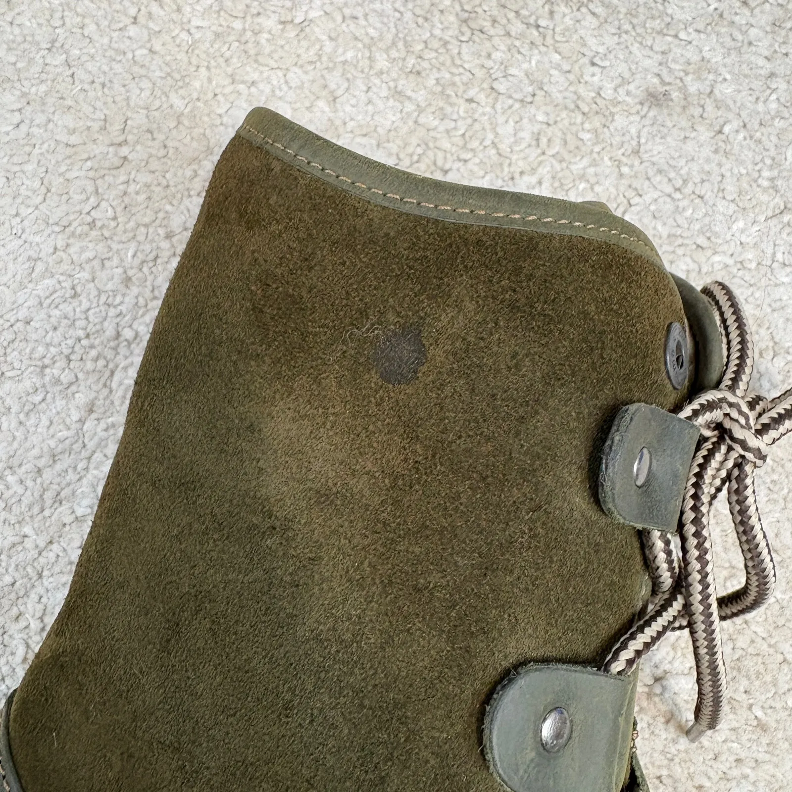 Bos & Co Leather Suede Olive Green Fur Lined Lace Up Boots Size 37/6 - Image 9