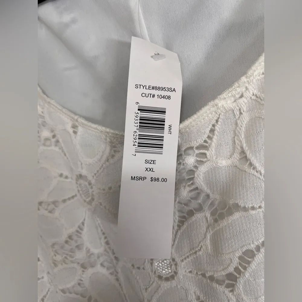 TIANA B. Ivory Lace Sleeveless MIDI Dress Wedding Prom Women’s XXL NWT Size 2X - Image 4