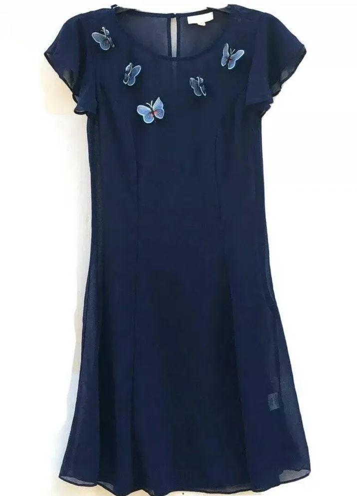 Butterfly appliqués chiffon shift dress - Image 2