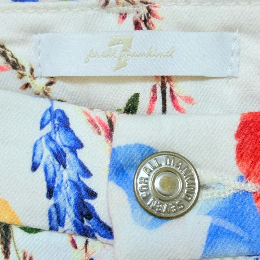 7 for all Mankind Jeans 25 White Floral Slim Skinny Stretch Dress Casual Pants - Image 7