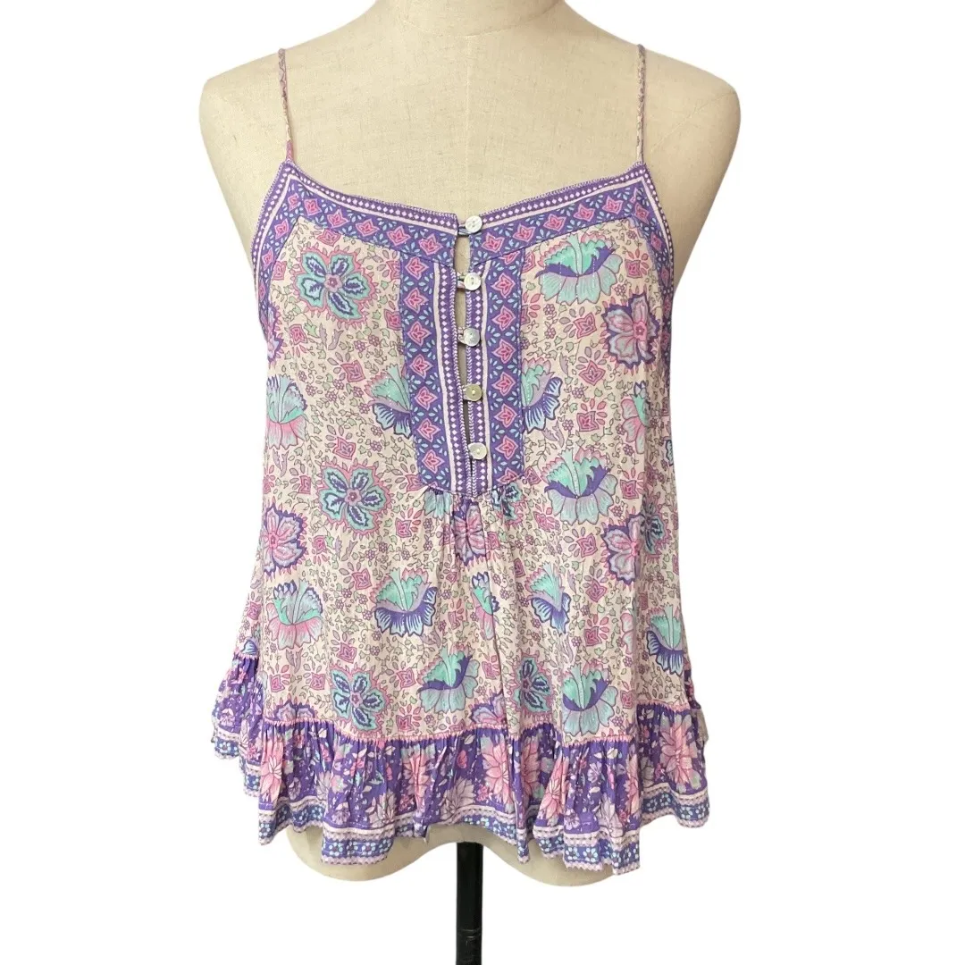 Spell & the Gypsy‎ Collective Button Front Floral Printed Sleeveless Top Size S - Image 2