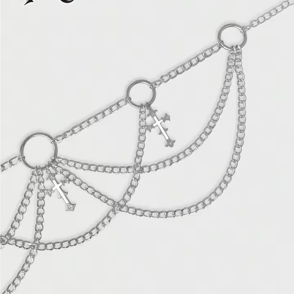 Silver Chain Belt with Cross Design - Image 2