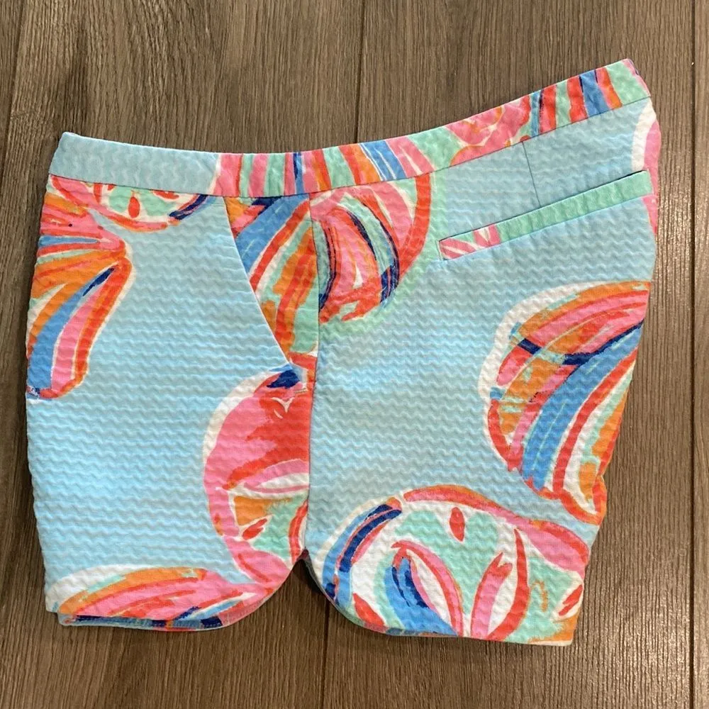 Lilly Pulitzer 3” Shell Print‎ Blue And Pink Shorts Size 0 - Image 2