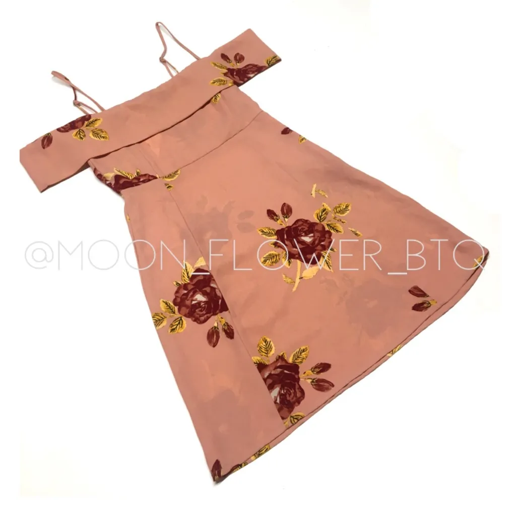 Amuse Society Dusty Rose Off-Shoulder Floral Dress Spaghetti Straps Summer Dress - Image 6