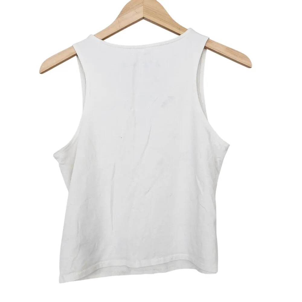 Abercrombie A&F Essentials White Lace Front Tank Top Sz L - Image 4