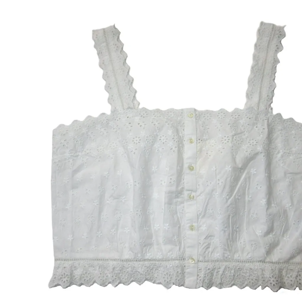 NWT GAP x Doen Eyelet Cropped Tank Top in White Relaxed Blouse L Size L - Image 5