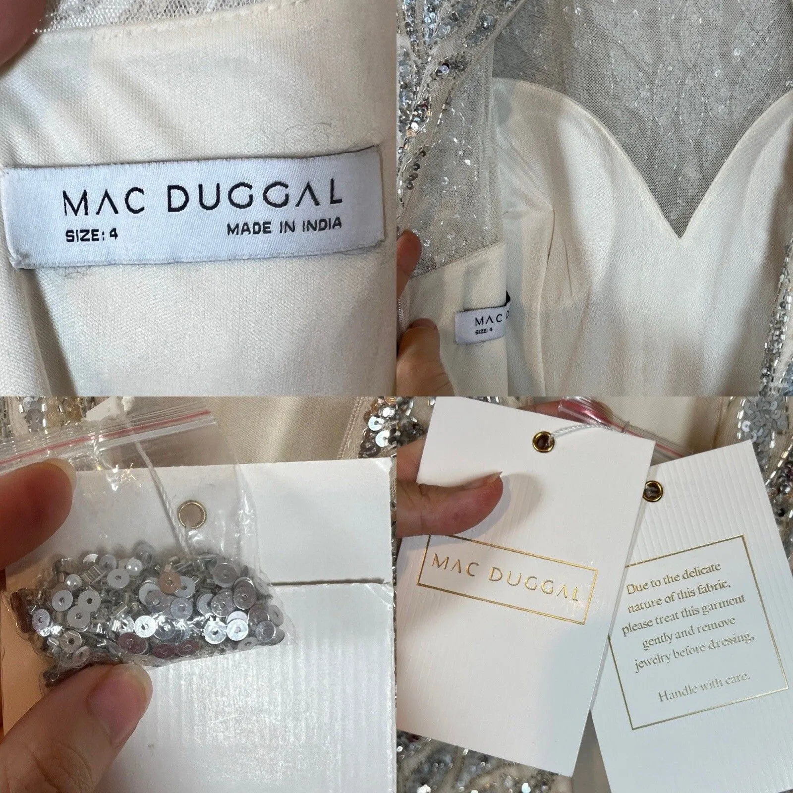 Mac Duggal Gown Size 4 Embellished Illusion Cap Sleeve Wedding Prom Gala Formal - Image 10