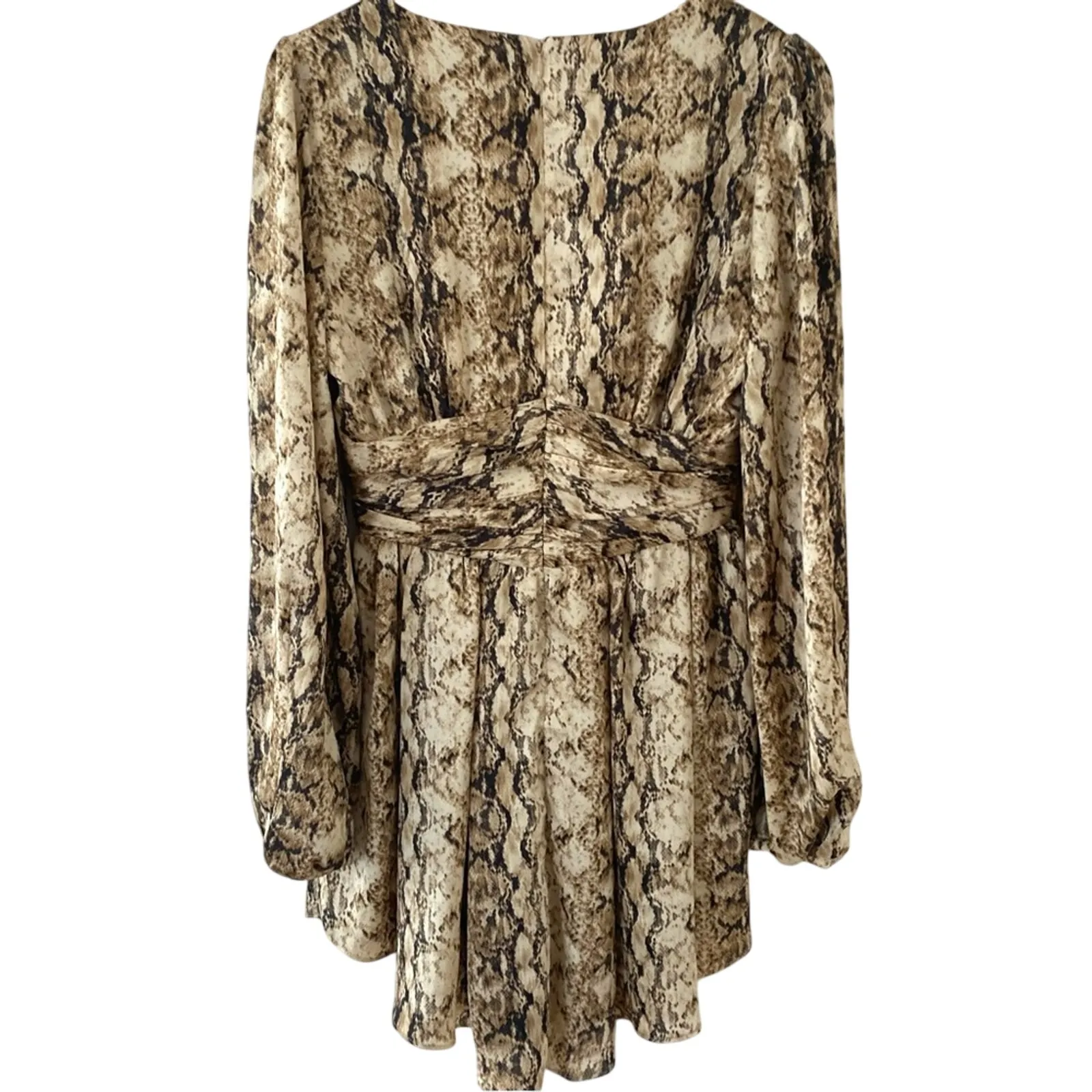 Ronny Kobo Orzora Snake Print Mini Dress Size Small Gently Used Boho Festival Tan - Image 11