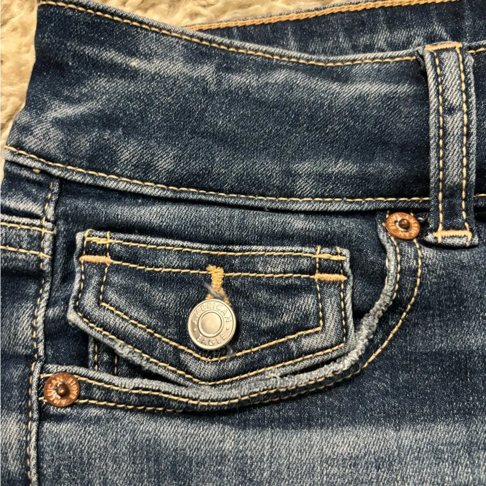 Blue Denim Jeans Cut Off Raw Hem Size 4 - Image 7