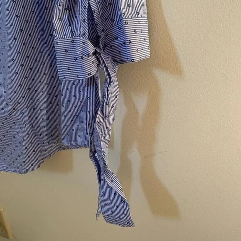 BLANK NYC Womens Size Medium Blouse Stars Stripes Off the Shoulder Lightweight - Image 4