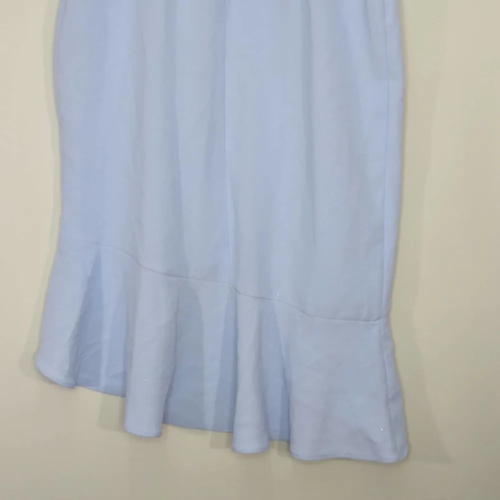 Xscape‎ Womens Dress Midi Strapless Ruffle Hi-Lo A-Line Bustier Crepe Blue 14 - Image 8