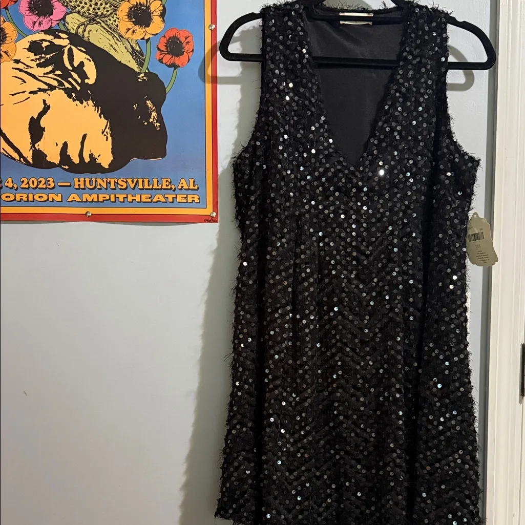 Altar’d State Black Sequin Eyelash Fringe Dress NWT - Image 10