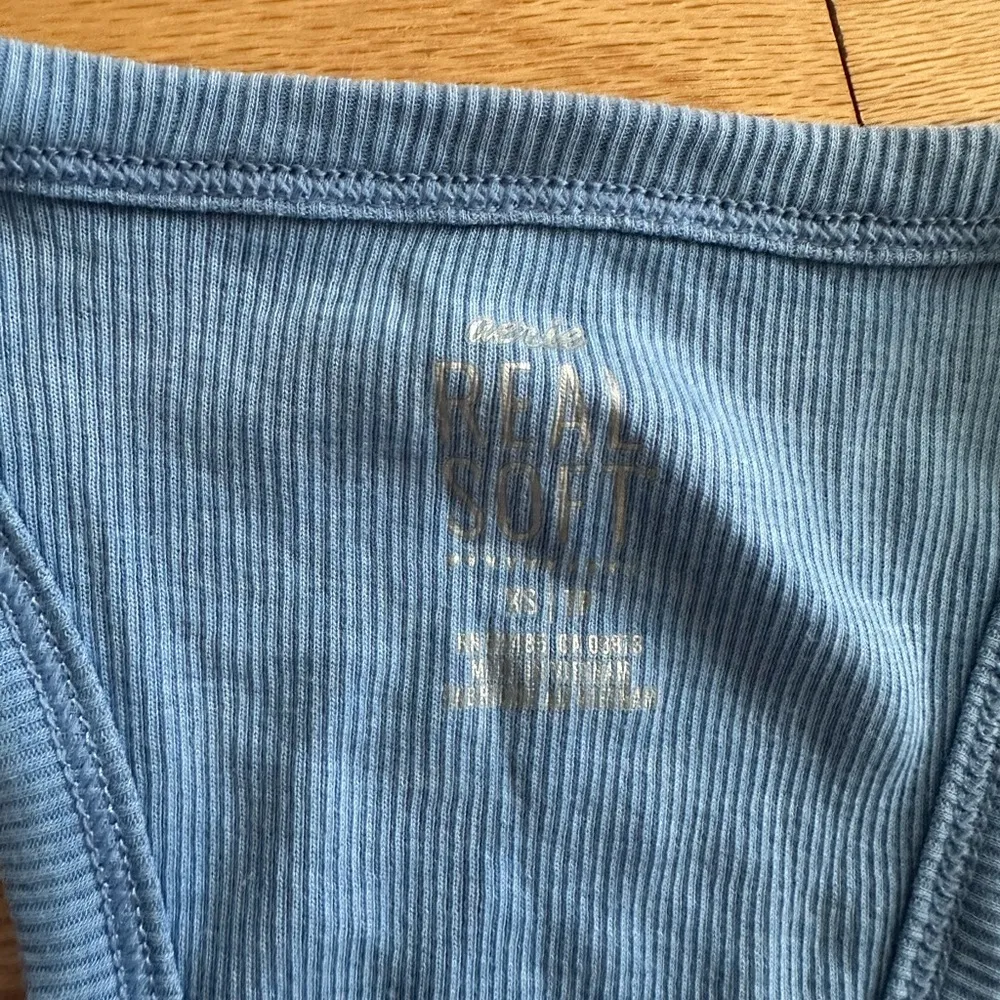 Aerie Blue Sleeveless Henley Top - Image 3