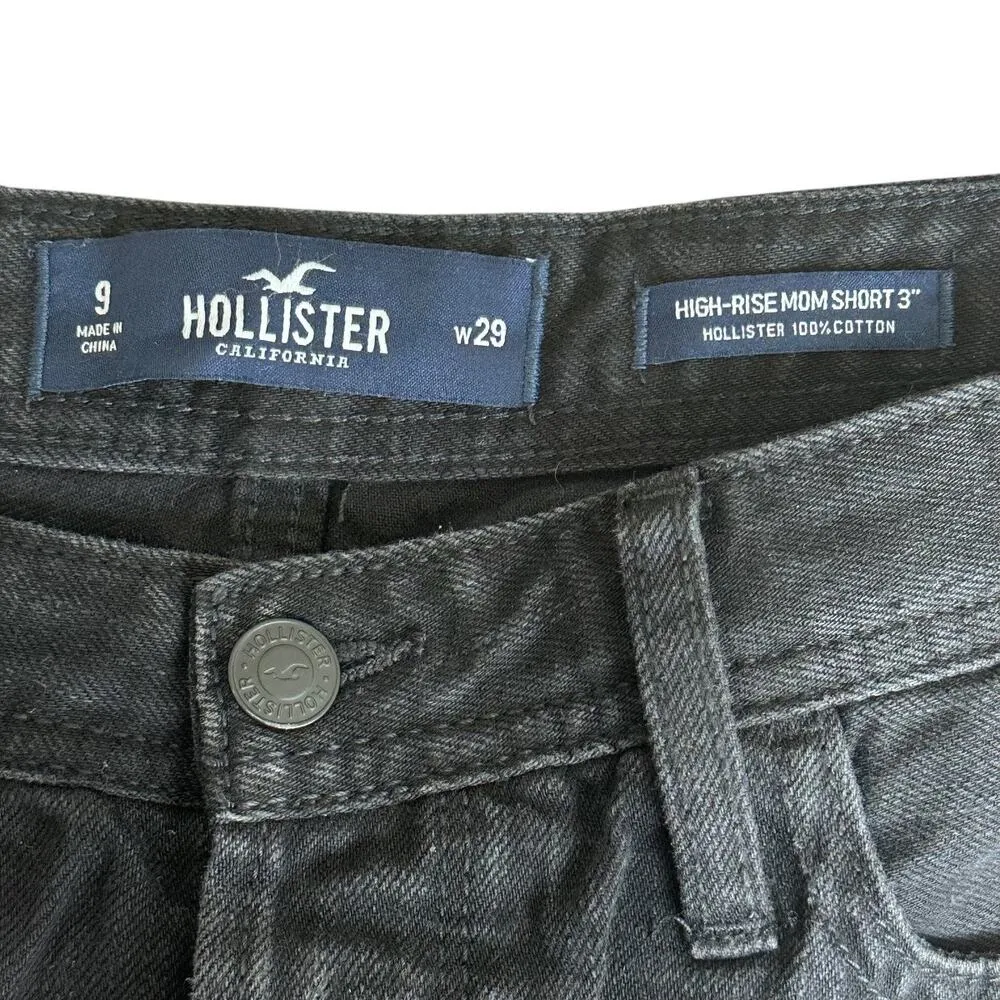 Hollister Shorts Womens 9 Black Rigid Distressed High Rise Grunge 90s Streetwear - Image 3