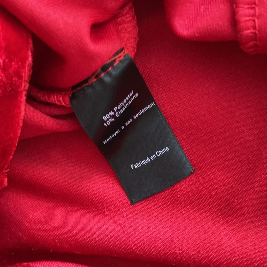 Lush Crushed Velvet Bright Red Christmas Holiday Dress Bodycon Medium Mini EUC - Image 15