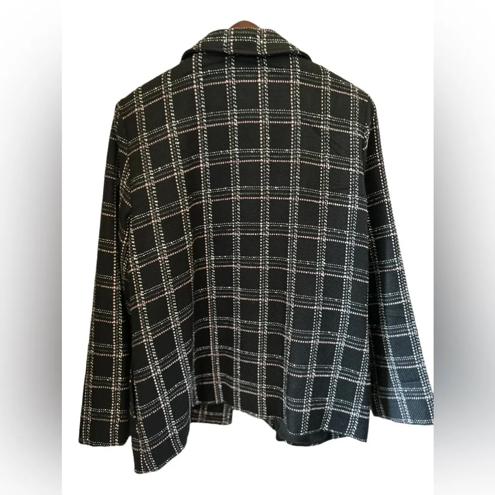 Vintage Bedford Fair plaid/striped Button Down Blazer Jacket Size 14‎ Black - Image 4