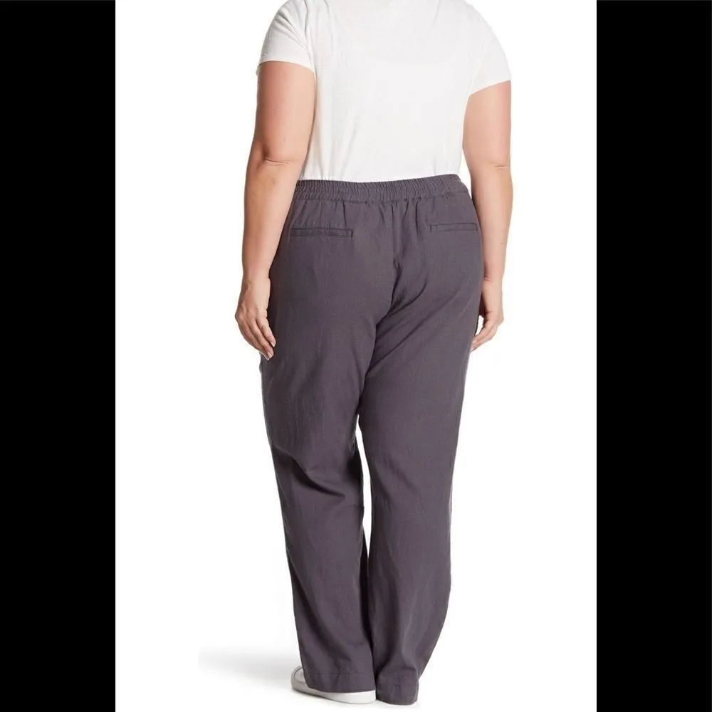 Caslon‎ Solid Linen Blend Pants,  Lightweight Adjustable Waist, COMFY, 1X, Gray, - Image 4