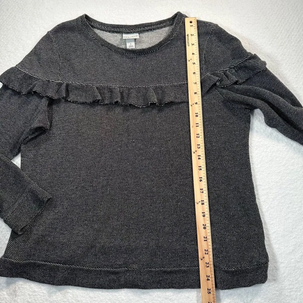 Ava & Viv Ruffle Pullover Black White Knit Dot Women's 14/X Long Sleeve Top - Image 2