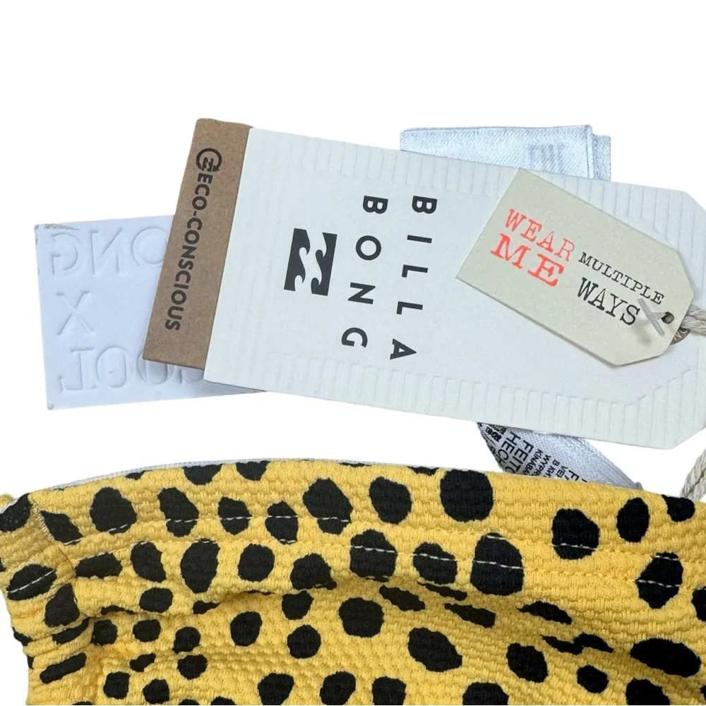 Billabong x It’s Now Cool La Playa Drew Convertible Yellow Leopard Bikini Top S - Image 9