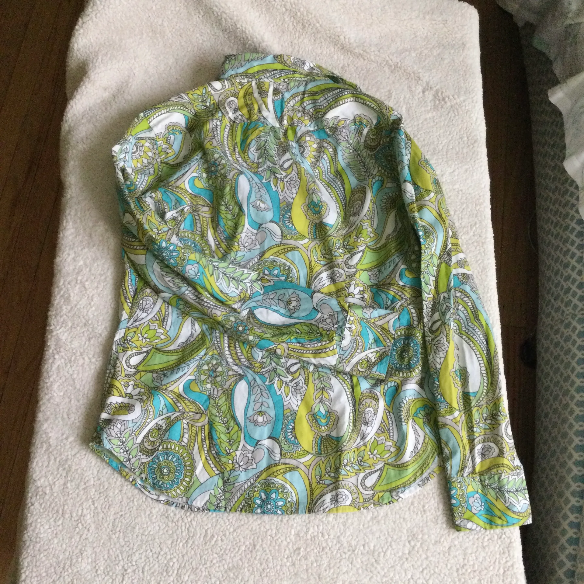 Y2K Bright Paisley Floral Pattern Button Up Blouse Top Shirt - Size Medium - Image 6