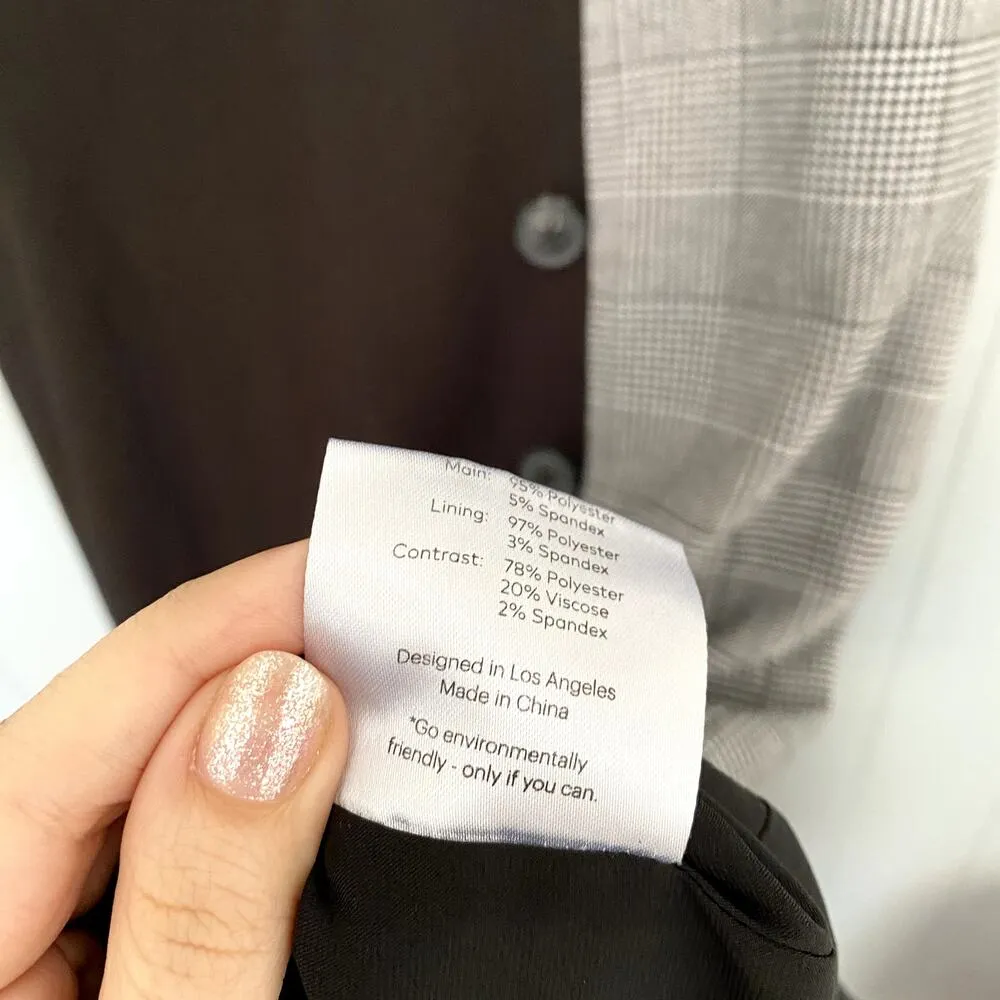 Fame and Partners Everly Black Plaid Button Front Short Sleeve Midi Dress 12 - Image 4