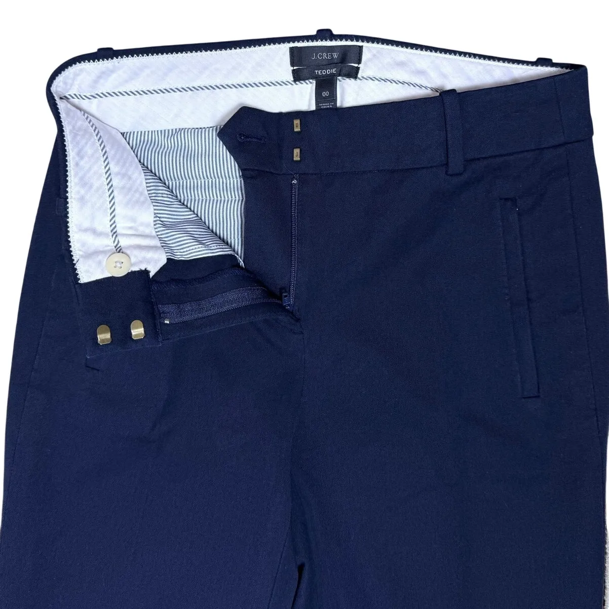 J. Crew Teddie Trousers Dress Pants Navy Blue Size 00 Preppy Minimalist NWOT - Image 3
