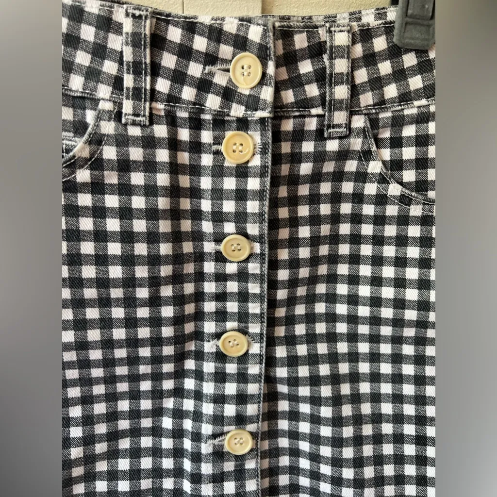 Reformation Mini Bianca Jean Denim Skirt Size 24 Black‎ White Checkered - Image 4