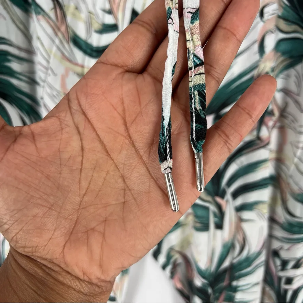 Orsay Lightweight Tropical Leaf Print Drawstring Waist Jogger Pants Size 10 Green - Image 4