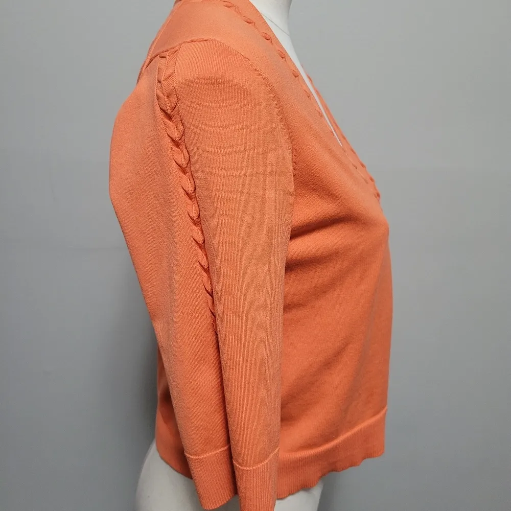 Pendleton orange silk blend cropped open front cardigan size lp - Image 3