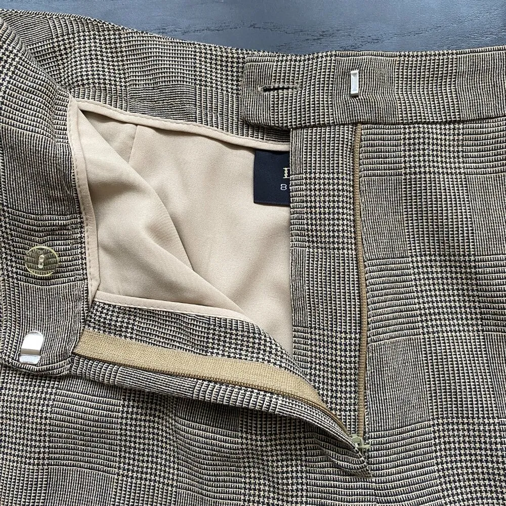 Dana Buchman Women's Size 12 High Rise Plaid Wool Blend Trouser Dress Pants Tan - Image 12