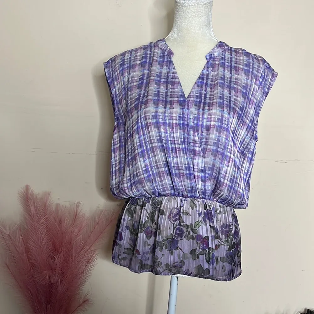 Cabi • Eva peplum plaid floral top - Image 33