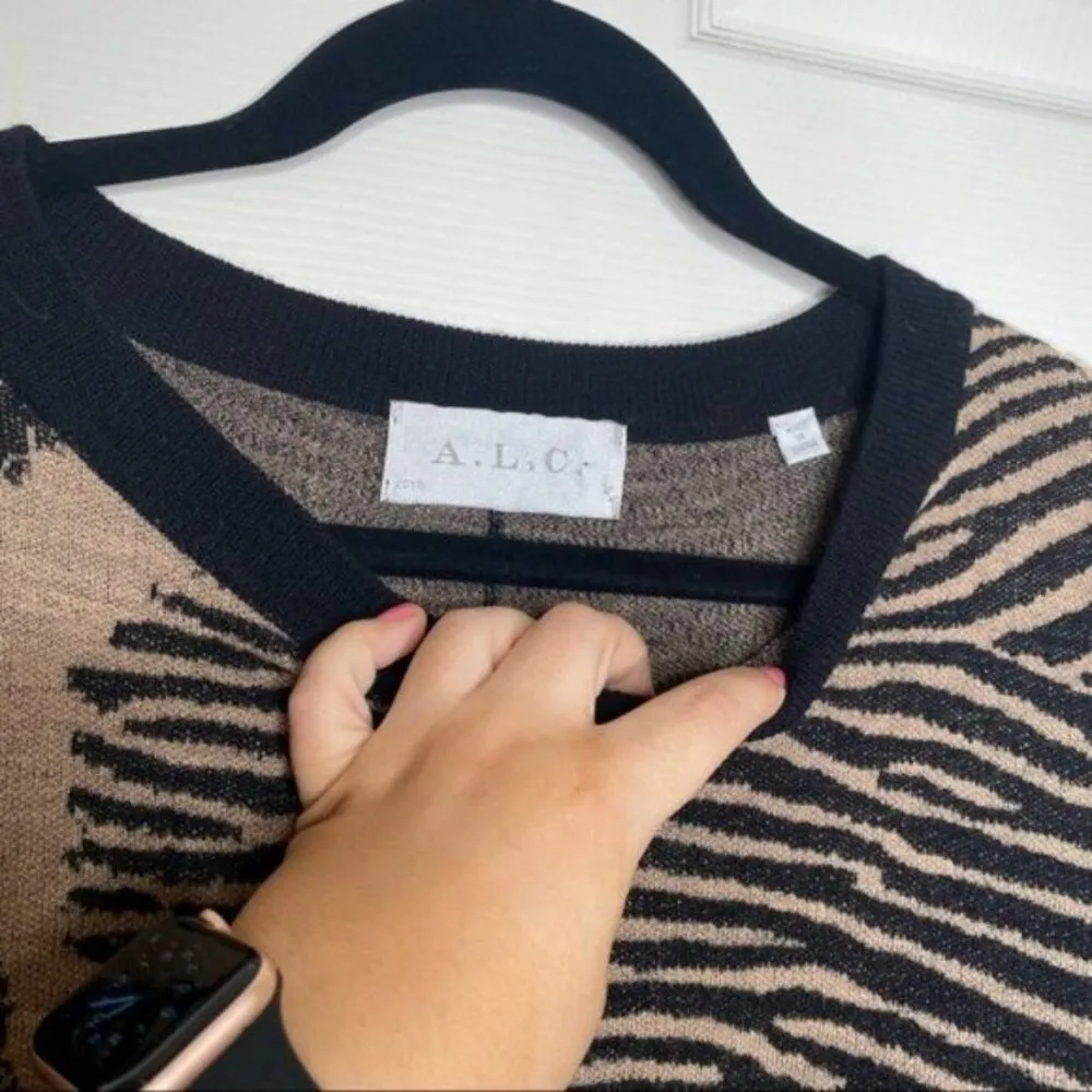 A.L.C. Cayero Open Back Zebra Print Wool Sweater - Image 8