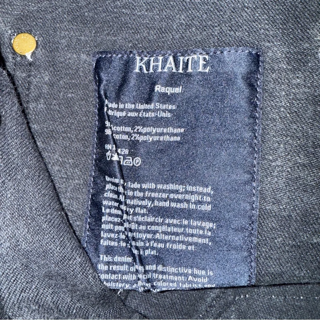 Khaite Raquel Black Flare Jeans Women’s Size‎ 30 White Topstitch Patch Pocket - Image 9