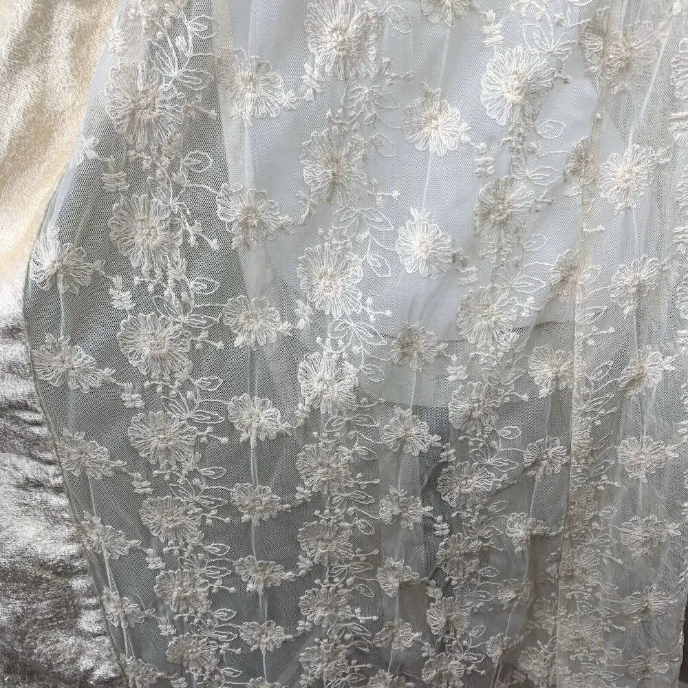 Sheer Embroidered Lace Style Duster Long Cardigan Open Sz XS Blush - Image 4