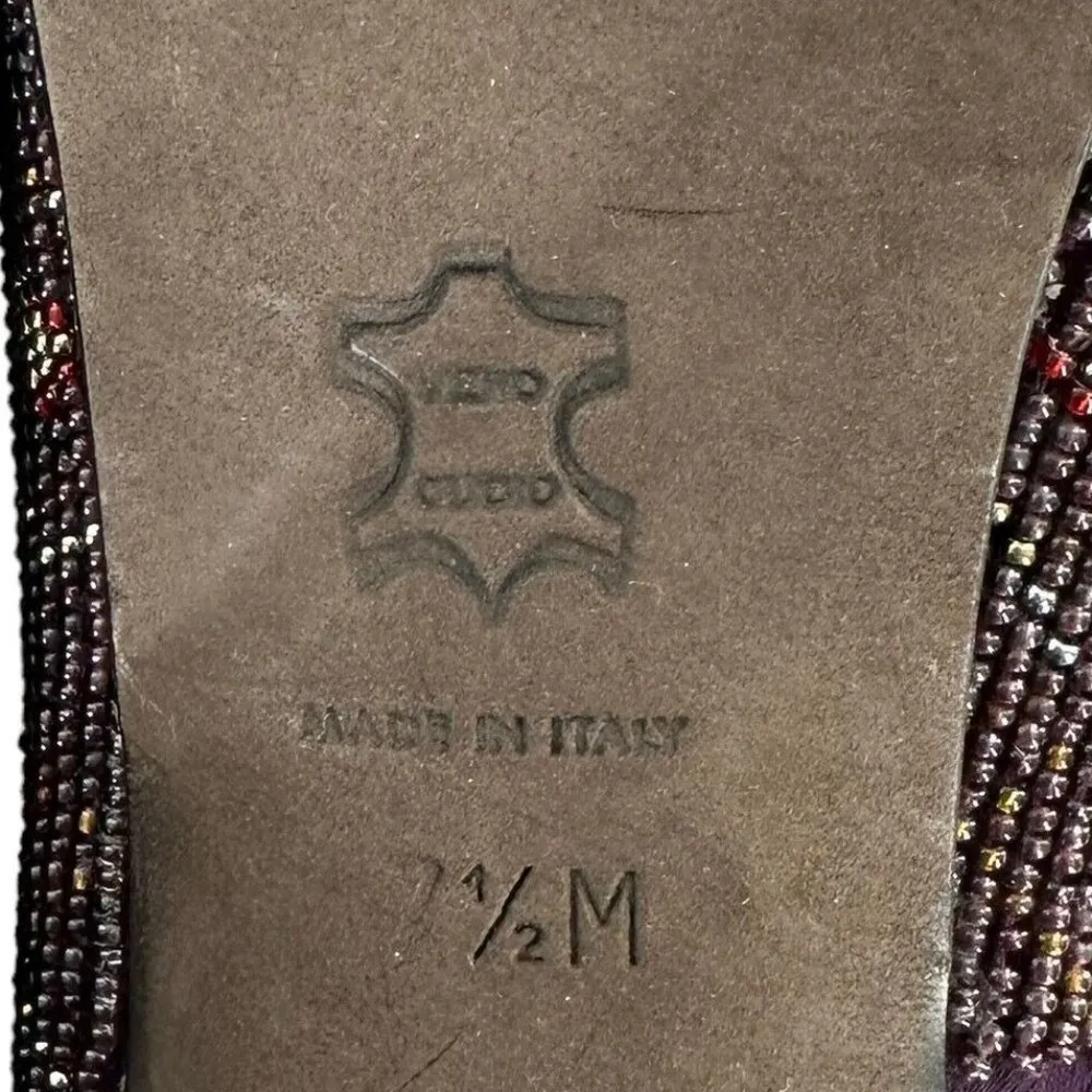 Donald J. Pliner CECI Purple Beaded Peep Toe Platform Heels Size 7.5 M Pumps - Image 9