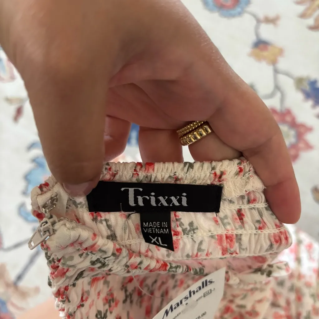 Trixxi Floral Print Wrap Ruffle Skirt Front Romper Dainty Femme Mini Dress NWT - Image 7