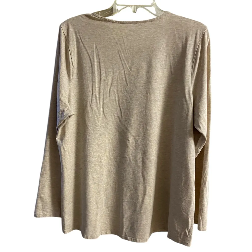 J Jill pure Jill pima cotton shirttail tee tunic top heather cream Large - Image 2