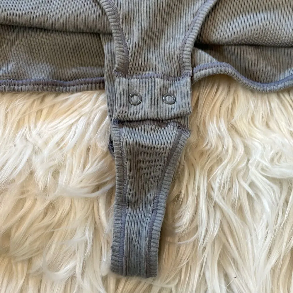 SKIMS Cotton Rib Thong Bodysuit in Pacific, NWT - Image 3