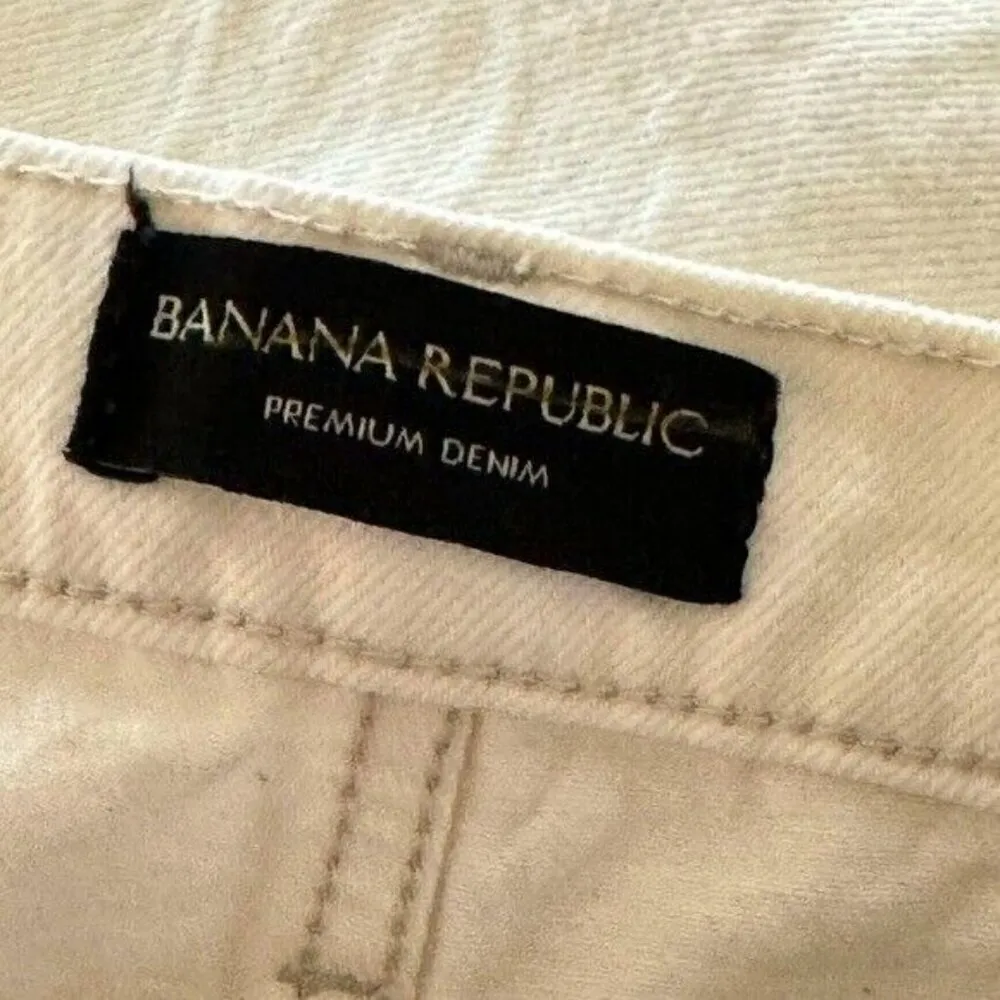 BANANA REPUBLIC Mid Rise Loose Fit High Rise Stovepipe Ivory Jeans Size 33 NEW - Image 9
