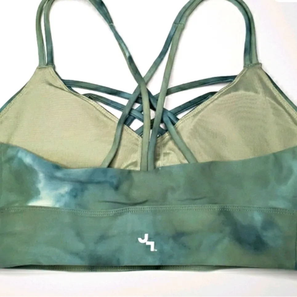 JoyLab V Neck Criss Cross Back Sports Bra Green Tie Dye Women’s Small - Image 5
