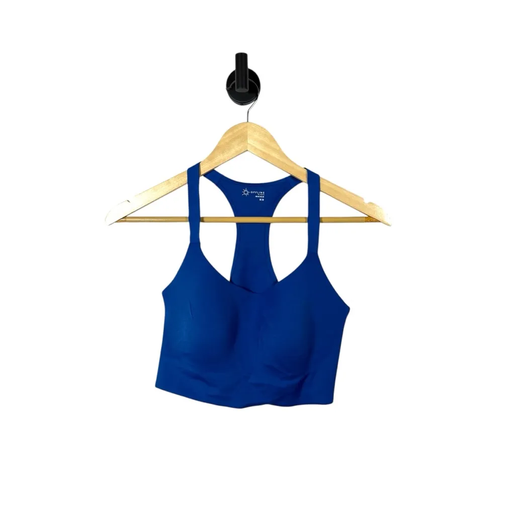 Offline by Aerie Real Me Hold Up! Racerback Sports Bra in Blue Size M - Image 2