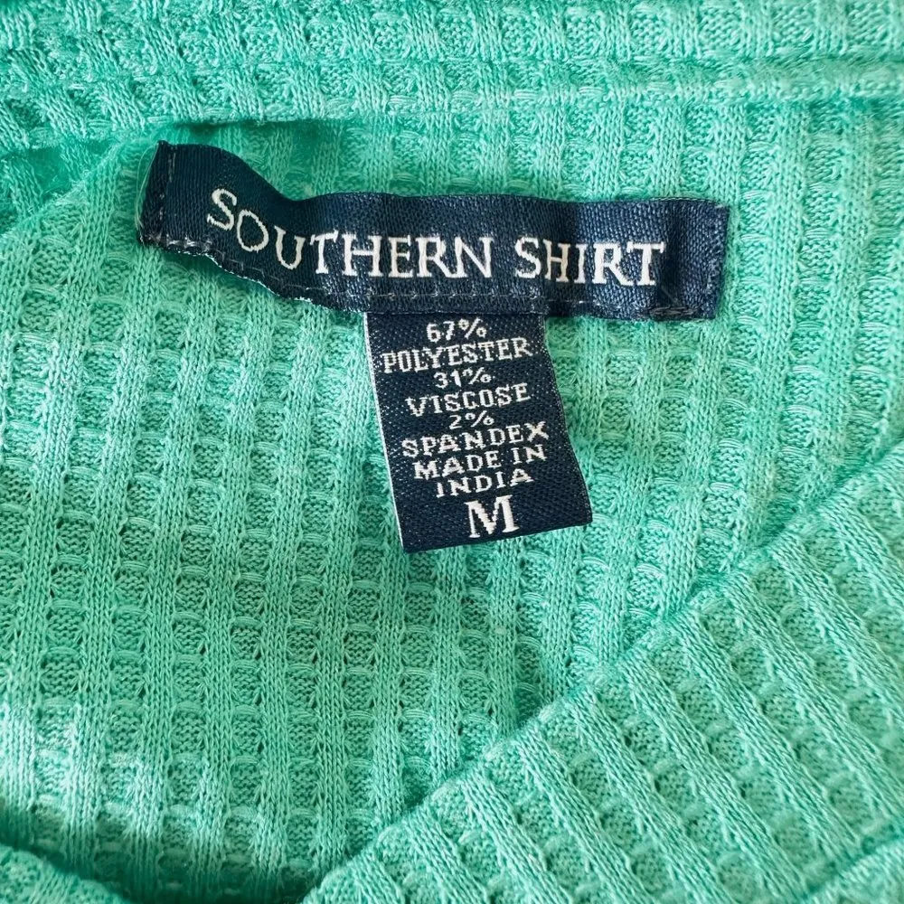 Southern Shirt Thermal Top Medium Teal Cotton Ball Asymmetrical NWOT - Image 12