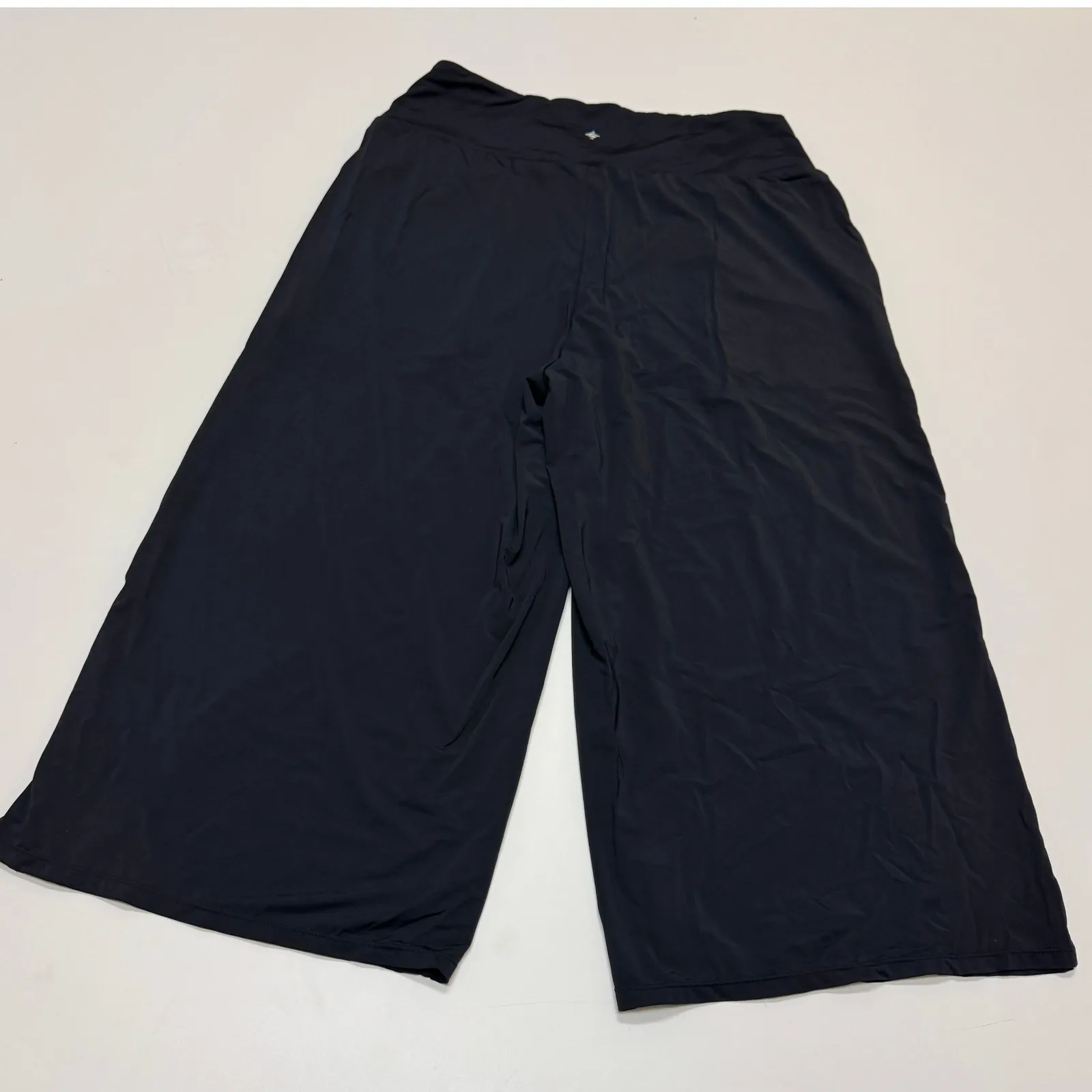 HALARA Pants Womens Large Black Wide Leg Cropped Pants Flowy Palazzo - Image 2