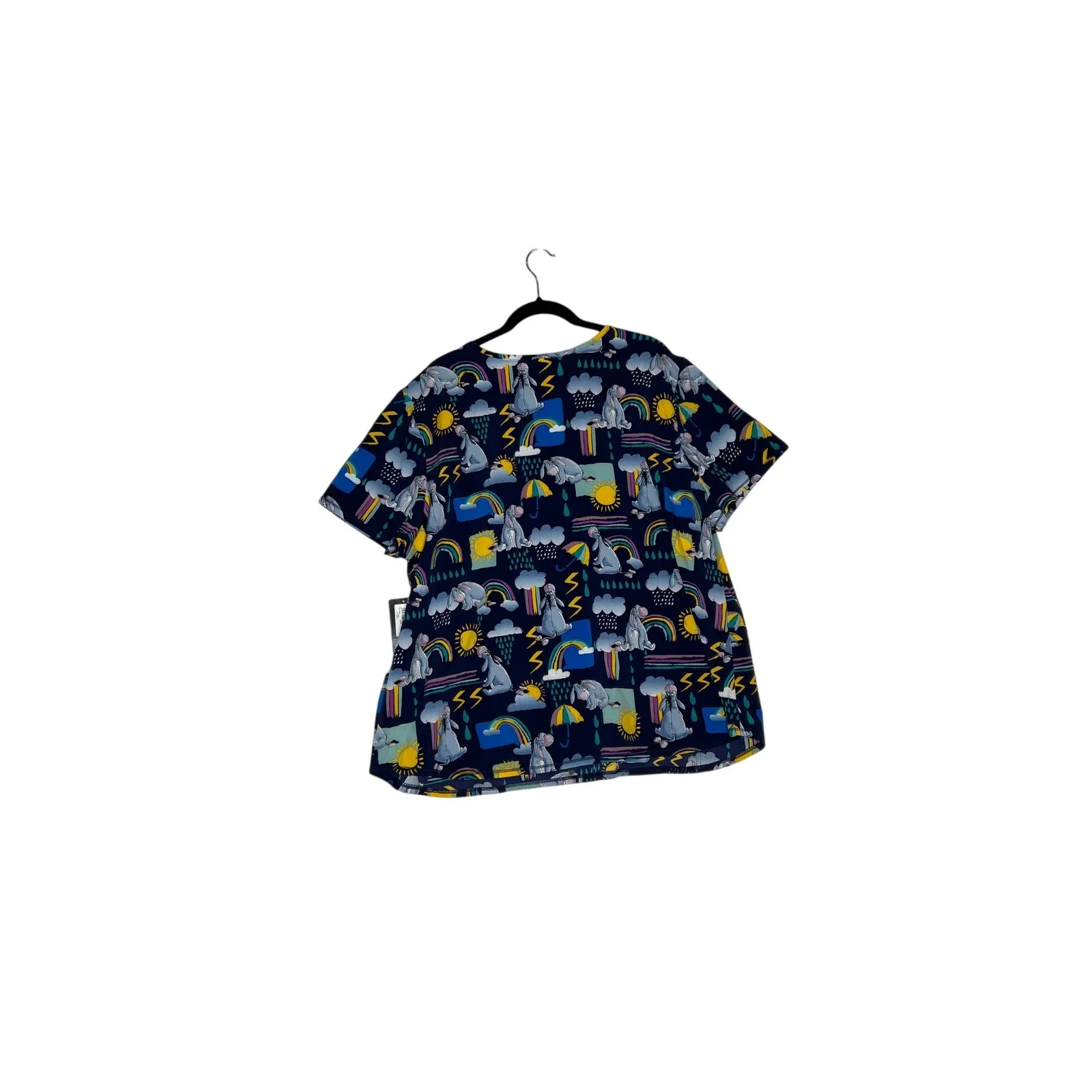 Disney Eyore sunshine NEW size 3XL scrub top pockets short sleeves blue/yellow - Image 2