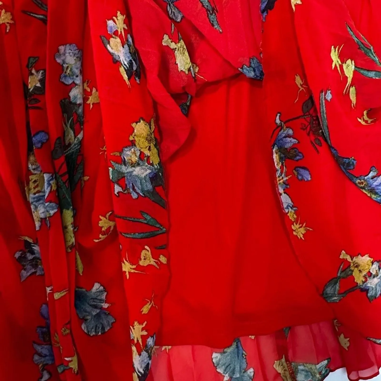 Vince Camuto‎ Red Floral Pleated Maxi Skirt Large Whimsy Feminine - Image 7