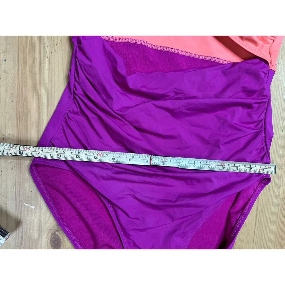 Lauren Ralph Lauren Colorblock One Piece Swimsuit Women 16 Preppy Beach Summer Pink - Image 6