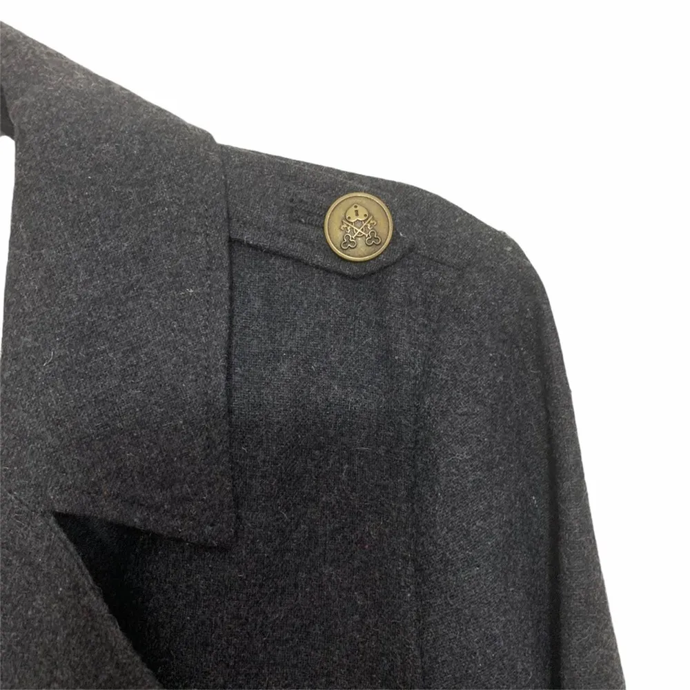 Tulle Dark Gray Wool Blend One Button Blazer Jacket Size M - Image 5