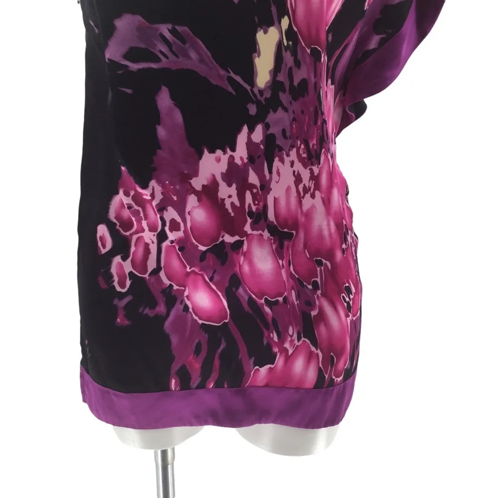 Bebe  One Shoulder Silk Multicolor Blouse - Image 7