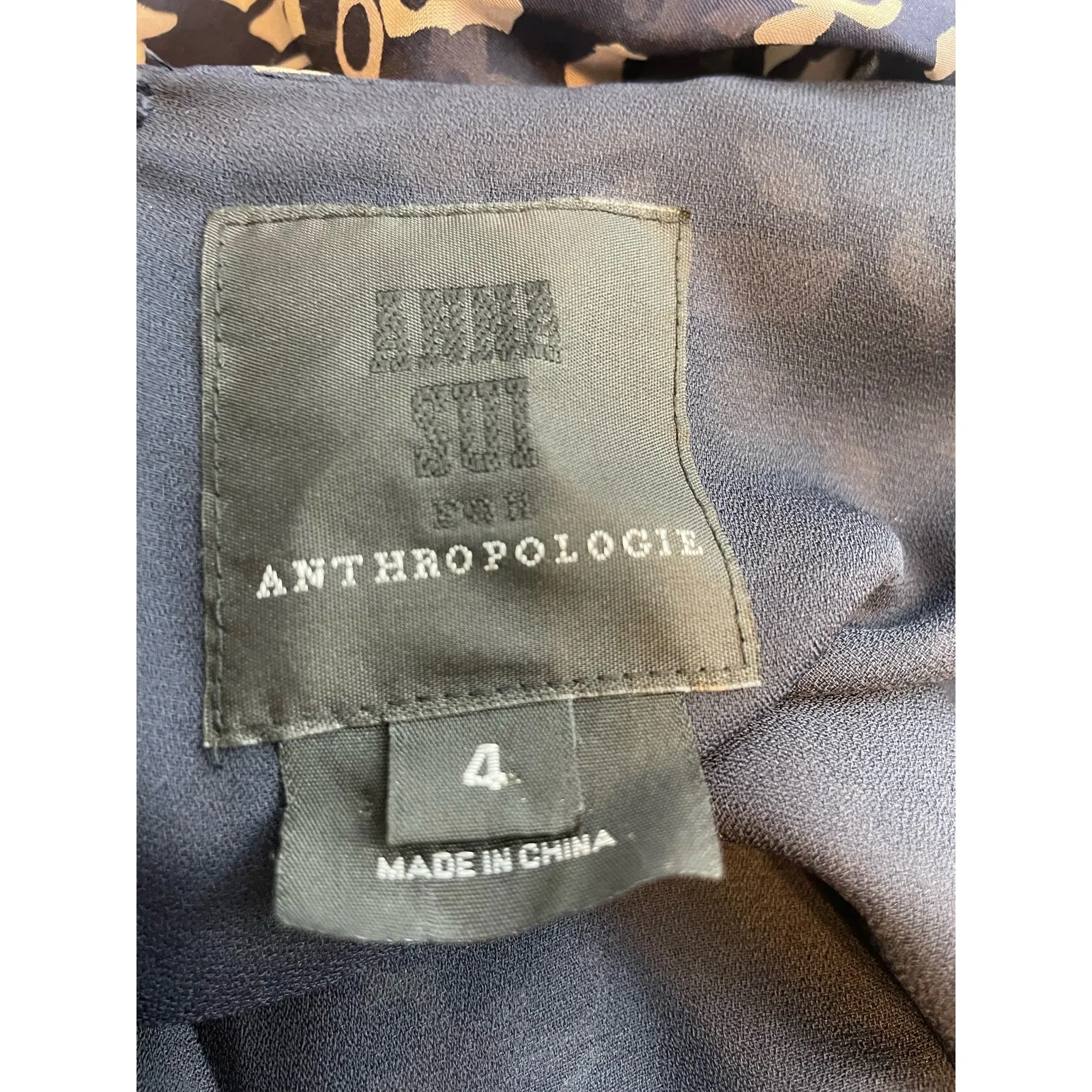 Anna Sui X Anthropologie Silk Cocktail Dress Size 4 Navy Dressy Formal Twee - Image 6