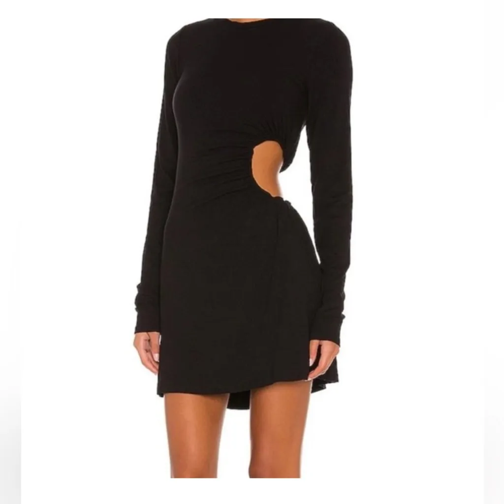 AFRM Revolve Marlowe Rib Cutout Long Sleeve Black Mini Dress Medium $98 - Image 10